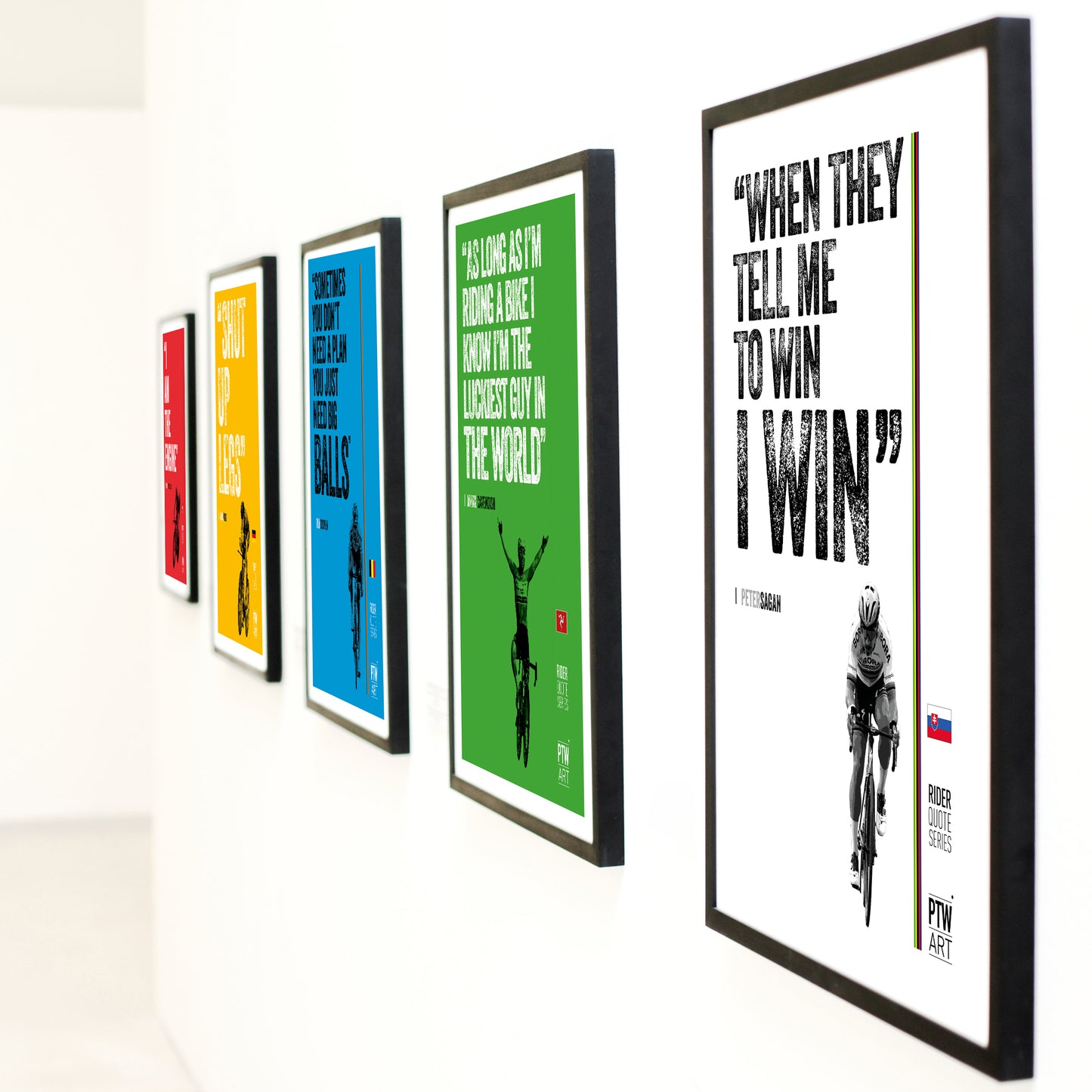 Rider Quotes Prints Set of 5 Segan, Cancellara, Boonen, Cavendish, Voight