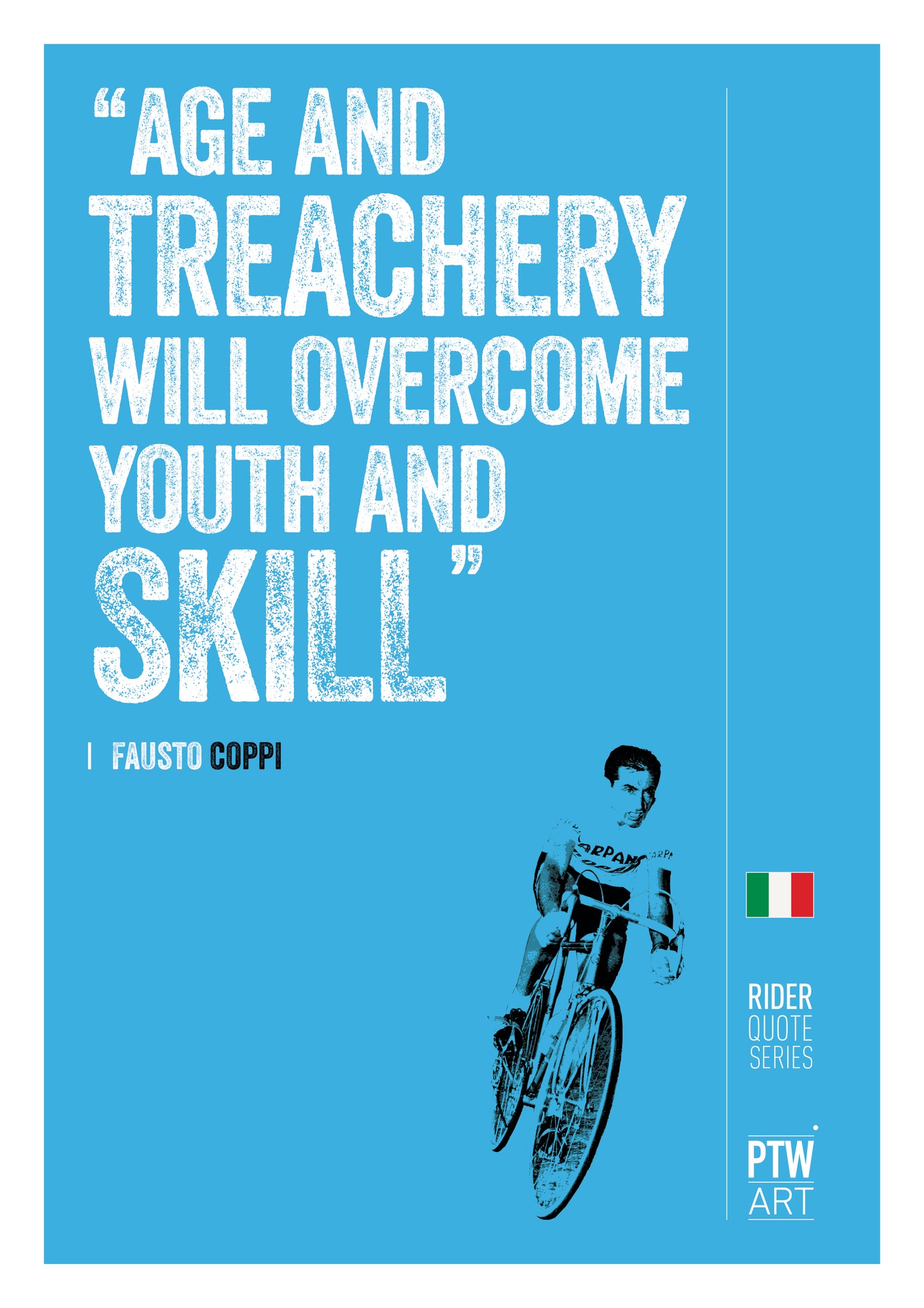 Rider Quotes Prints Set of 5 Merckx, Coppi, Lemond, Cipollini, Hinault