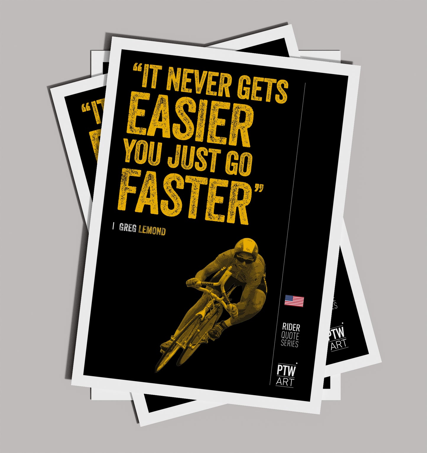 Rider Quotes Prints Set of 5 Merckx, Coppi, Lemond, Cipollini, Hinault