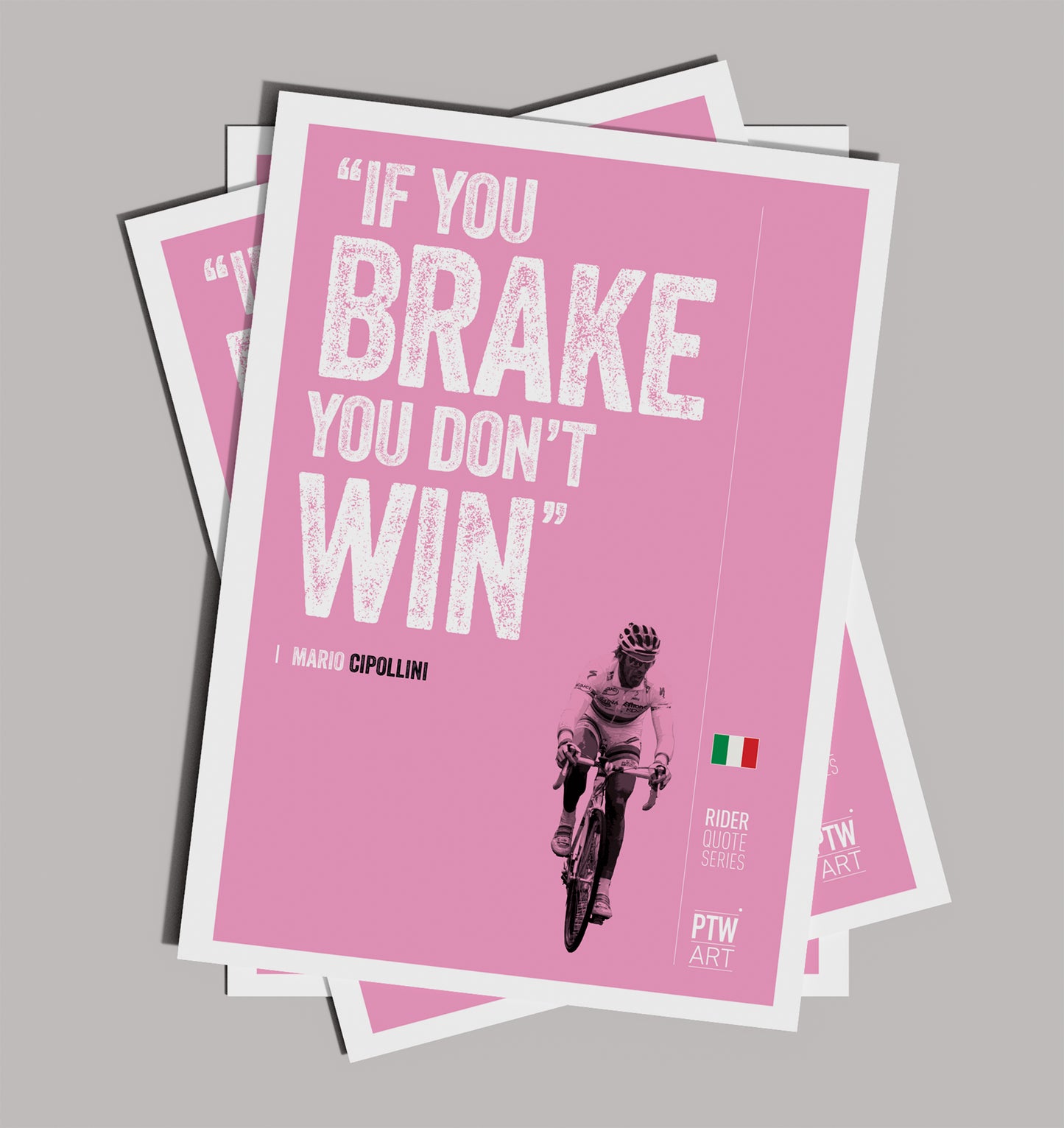 Rider Quotes Prints Set of 5 Merckx, Coppi, Lemond, Cipollini, Hinault