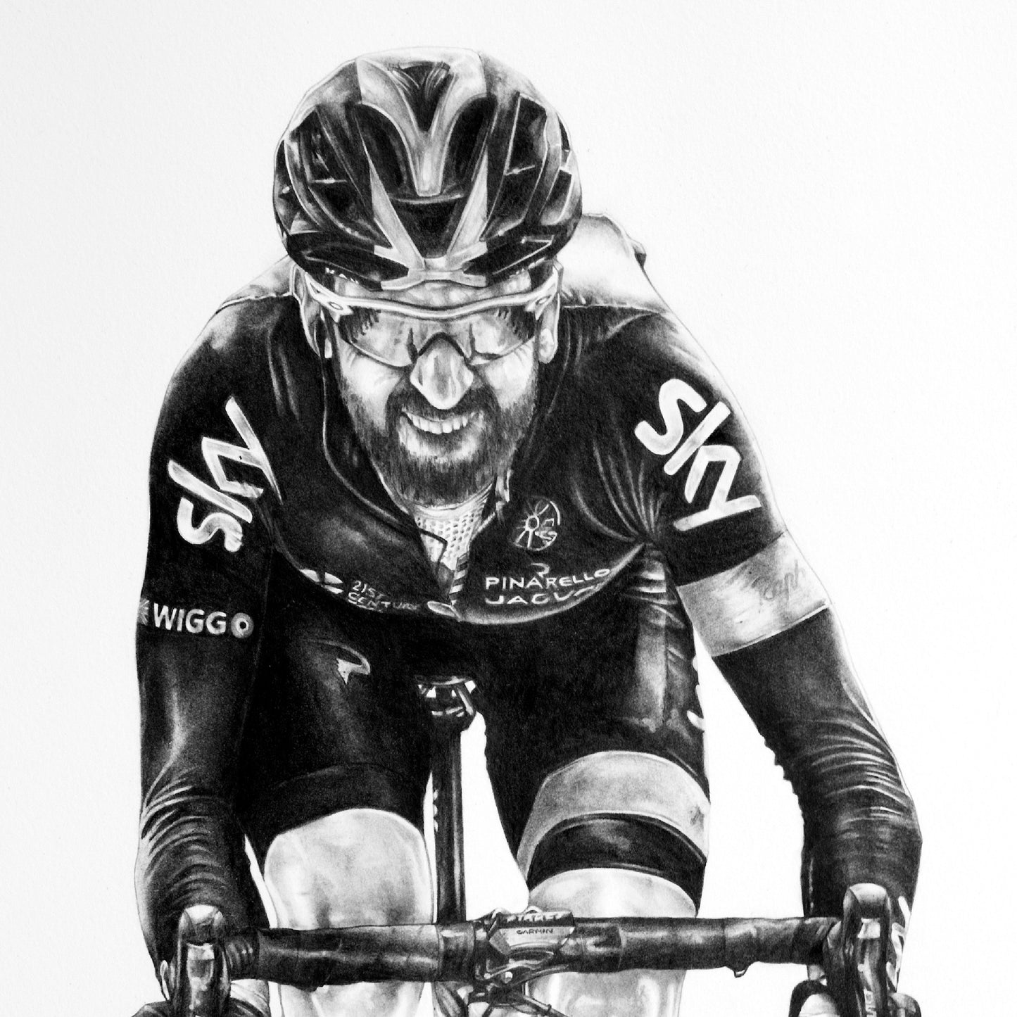 Bradley Wiggins A2 Limited Edition Print – Signed by the Artist